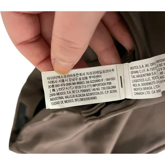 Zara Womens High-Waist Satin Trouser Large Chocolate Brown Wide Leg 1255/528 NWD - Picture 11 of 16